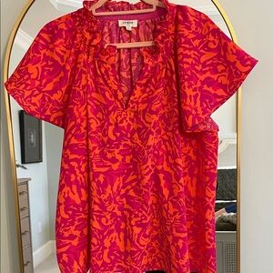 Umgee Pink and Orange Patterned Blouse